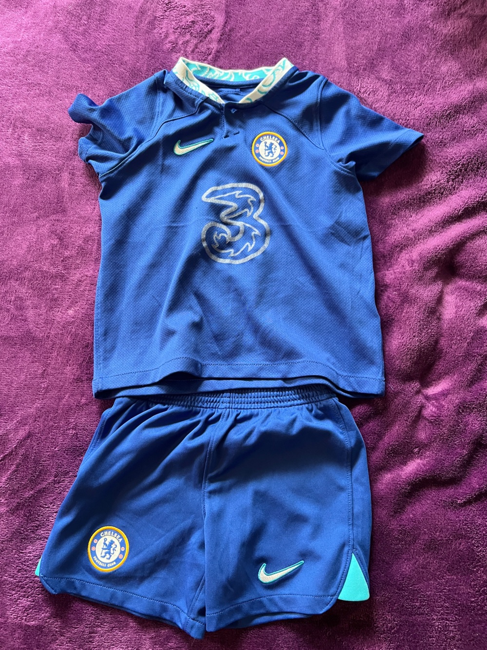 Nike Blue Chelsea FC Kids Soccer Jersey and Shorts Set